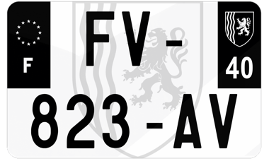Plaque d'immatriculation moto noire fond logo Landes 40