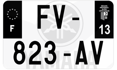 Plaque d'immatriculation moto noire fond logo Yamaha