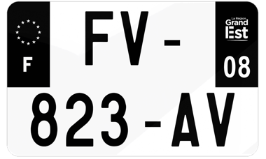 Plaque d'immatriculations moto noire Grand-Est