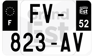 Plaque d'immatriculation moto noire fond logo Haute-Marne 52