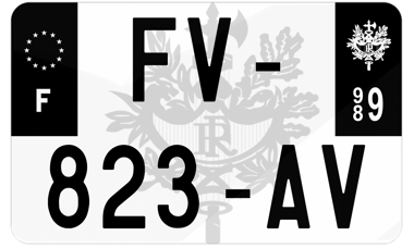 Plaque d'immatriculation moto noire fond logo Île de Clipperton 989