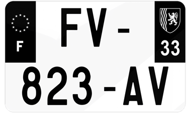 Plaque d'immatriculations moto noire Nouvelle Aquitaine