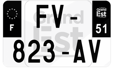 Plaque d'immatriculation moto noire fond logo Marne 51