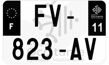 Plaque d'immatriculation moto noire fond logo Aude 11