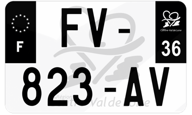 Plaque d'immatriculation moto noire fond logo Indre 36