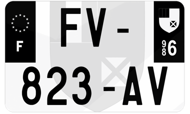 Plaque d'immatriculation moto noire fond logo Wallis et Futuna 986