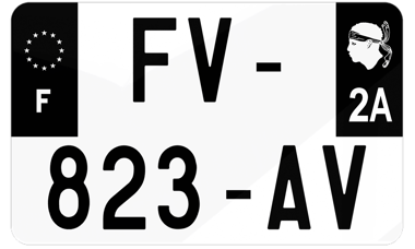 Plaque d'immatriculations moto noire Corse