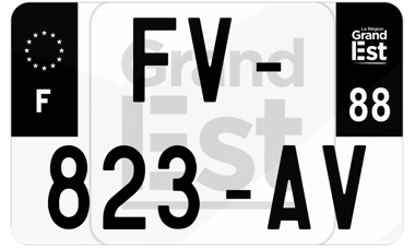Plaque d'immatriculation moto noire fond logo Vosges 88