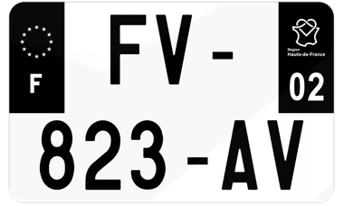 Plaque d'immatriculations moto noire Hauts-de-France
