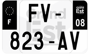 Plaque d'immatriculation moto noire fond logo Ardennes 08