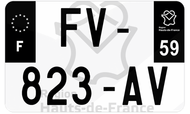 Plaque d'immatriculation moto noire fond logo Nord 59