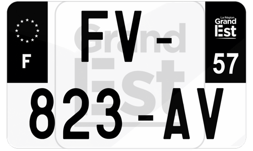 Plaque d'immatriculation moto noire fond logo Moselle 57