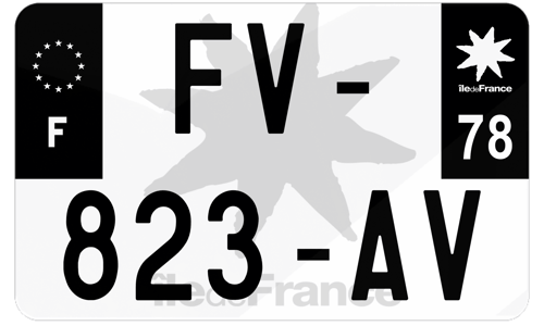 Plaque d'immatriculation moto noire fond logo Yvelines 78