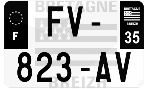 Plaque d'immatriculation moto noire fond logo Ille-et-Vilaine 35