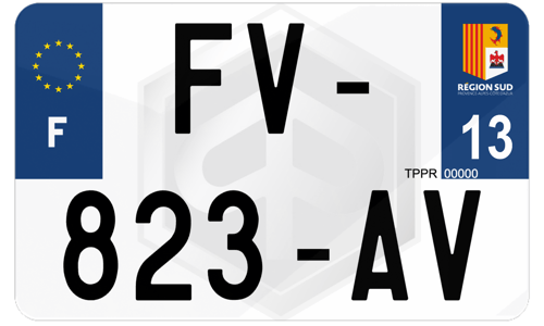 Plaque d'immatriculation moto fond logo Piaggio