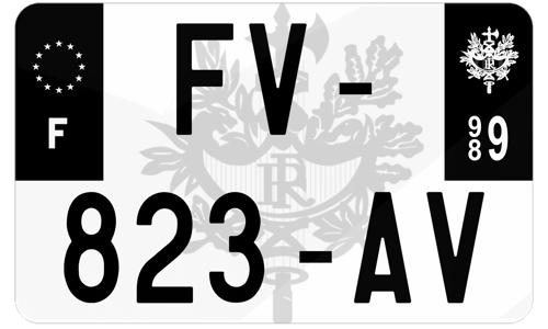 Plaque d'immatriculation moto noire fond logo Île de Clipperton 989
