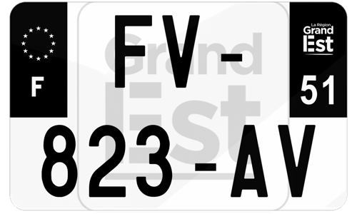 Plaque d'immatriculation moto noire fond logo Marne 51
