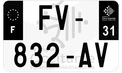 Plaque d'immatriculation moto noire fond logo Haute-Garonne 31