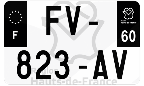 Plaque d'immatriculation moto noire fond logo Oise 60