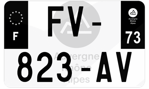 Plaque d'immatriculation moto noire fond logo Savoie 73