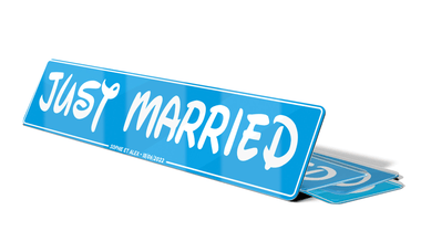 Plaque immatriculation Just Married avec petit texte