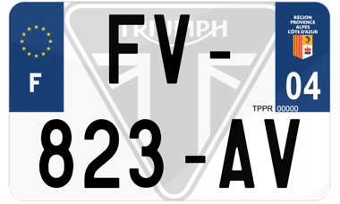 Plaque d'immatriculation moto fond logo Triumph