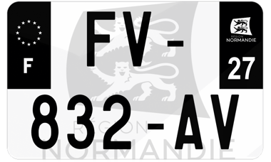 Plaque d'immatriculation moto noire fond logo Eure 27