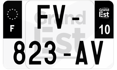 Plaque d'immatriculation moto noire fond logo Aube 10