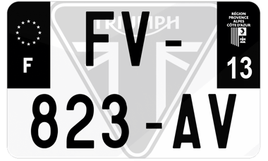 Plaque d'immatriculation moto noire fond logo Triumph