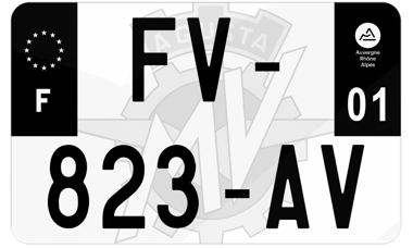 Plaque d'immatriculation moto noire fond logo MV Agusta