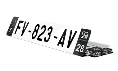 Plaque d'immatriculations noires Eure-et-Loir 28