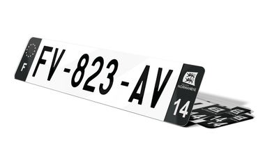 Plaque d'immatriculations noires Calvados 14