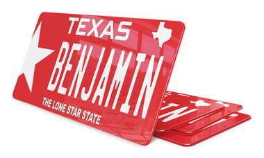 Plaque USA Texas Prénom rouge Stars