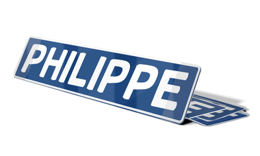 Plaque prénom Bleu blanc