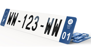Plaque immatriculation WW provisoire Bleu Marine