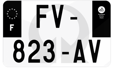 Plaque d'immatriculation moto noire fond logo Pramac