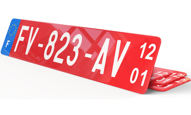 Plaque immatriculation transit temporaire rouge