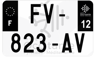 Plaque d'immatriculation moto noire fond logo Aveyron 12
