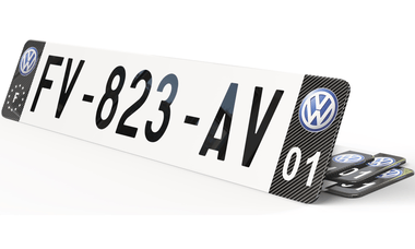 Plaque immatriculation Noire Eurofrance Volkswagen Carbone