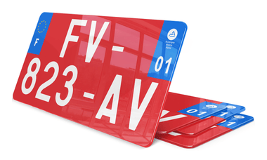 Plaque immatriculation voiture rouge 30x15