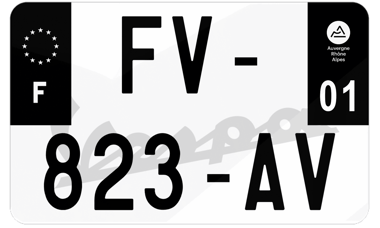 Plaque d'immatriculation moto noire fond logo Vespa
