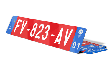 Plaque immatriculation voiture rouge
