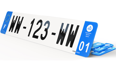 Plaque immatriculation WW provisoire Bleu