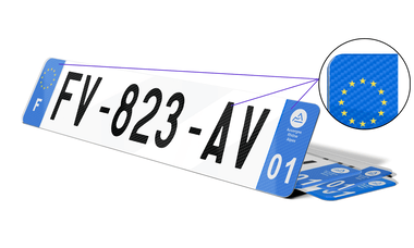 Plaque d'Immatriculation effet Carbone bleu