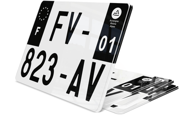 Plaque Immatriculation Moto Noire 14x12 cm petit format cyclo