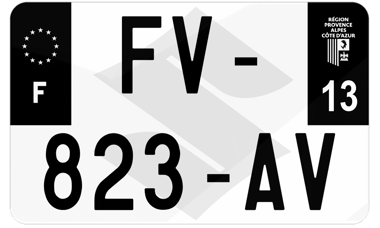 Plaque d'immatriculation moto noire fond logo Suzuki