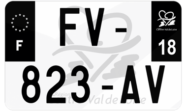 Plaque d'immatriculation moto noire fond logo Cher 18