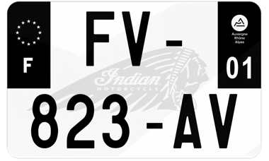Plaque d'immatriculation moto noire fond logo Indiana Motorcycle
