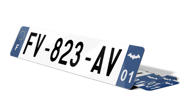 Plaque immatriculation logo Batman blanc
