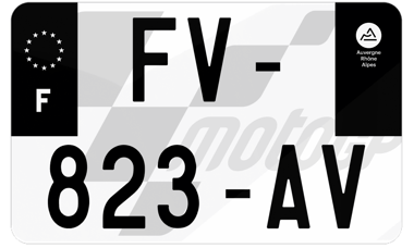 Plaque d'immatriculation moto noire fond logo MotoGP